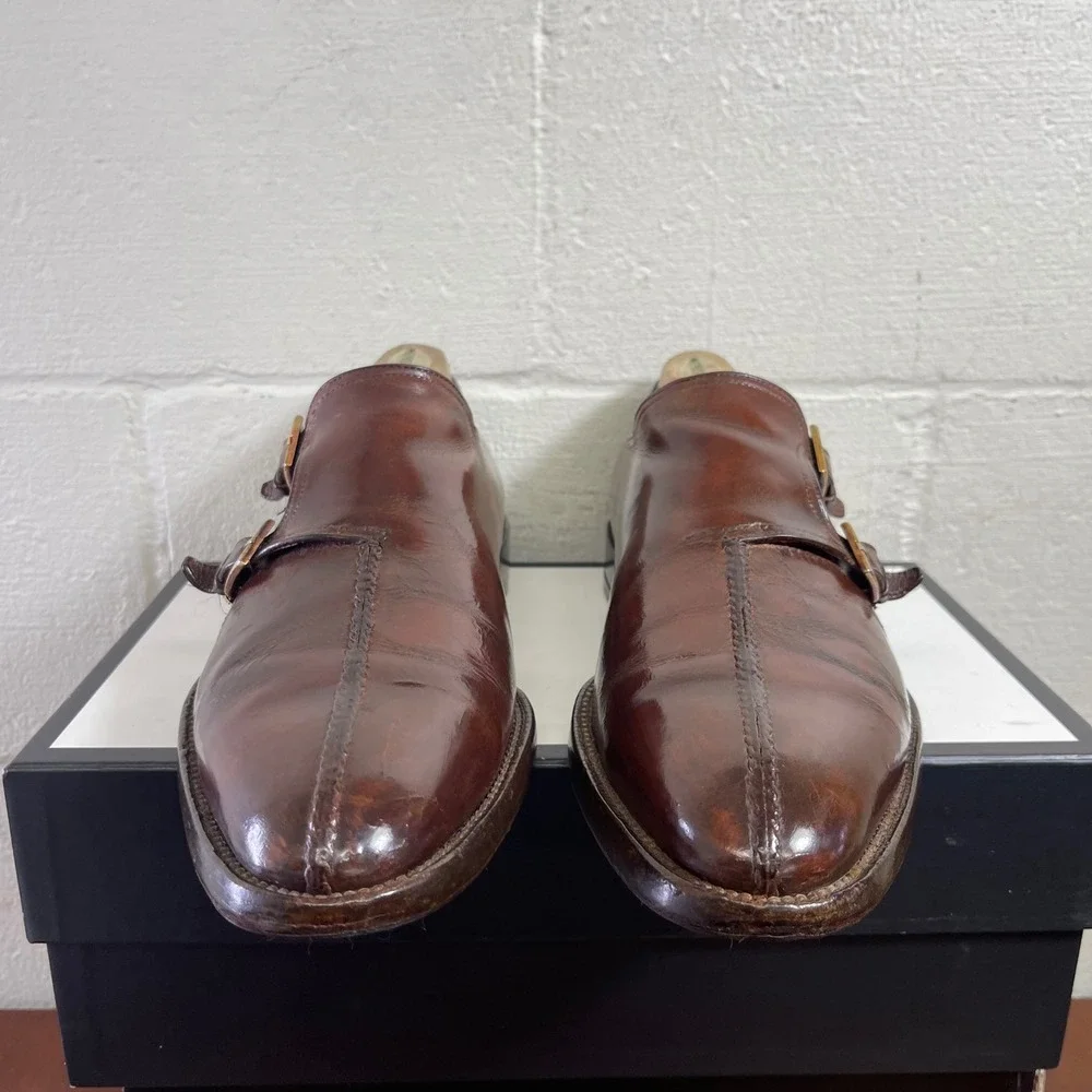Bruno‎ Magli Brown Leather Double Monk Strap Split Toe Dress Shoes Men's 12 M